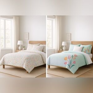 Cynthia Rowley Swell Reversible Floral Duvet Cover Full Queen 100% Cotton Zipper